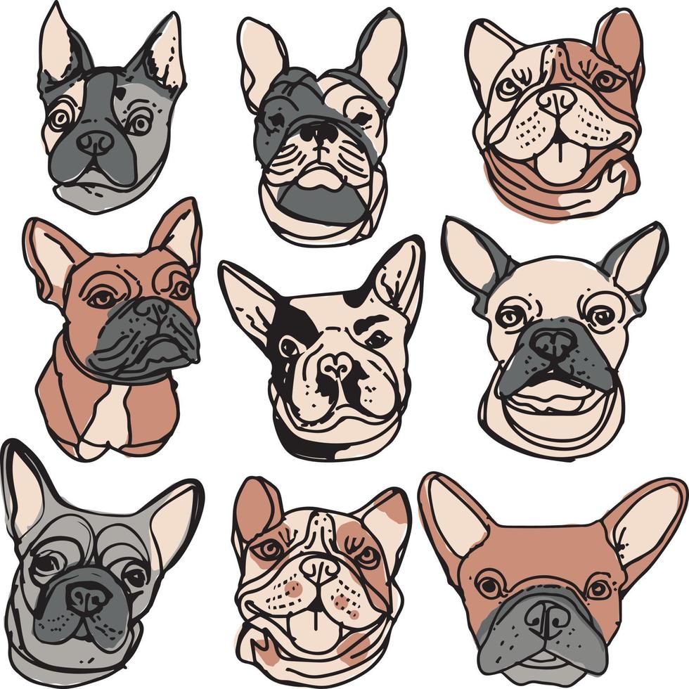 Dog collection. Vector hand drawn dogs set isolated on white background