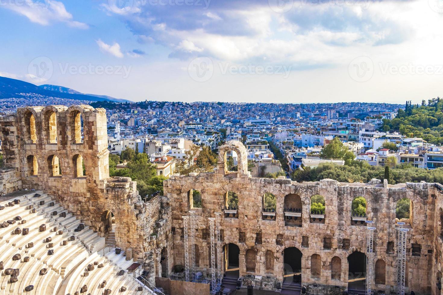 Acropolis of Athens Odeon of Herodes Atticus Amphitheater ruins Greece. photo