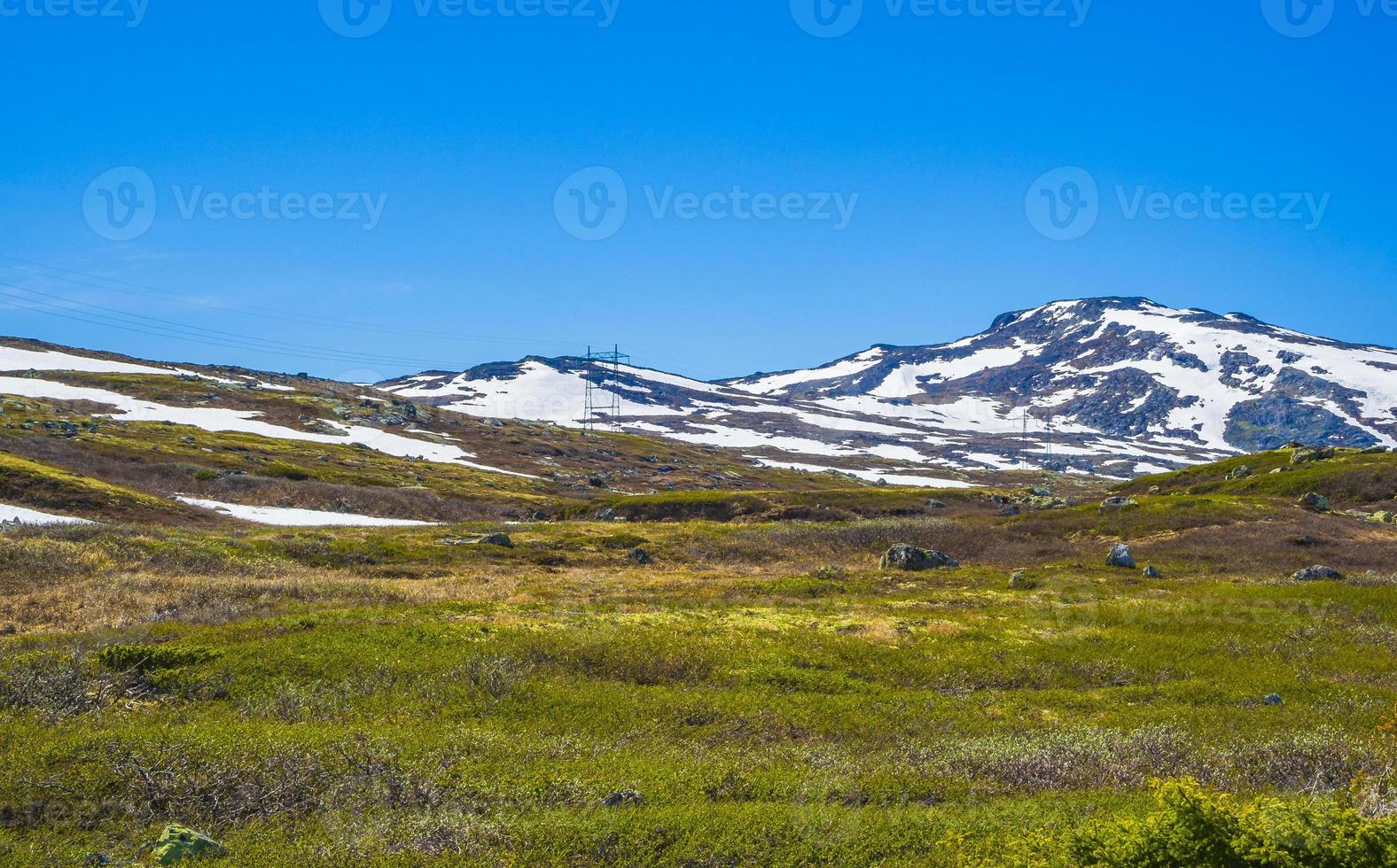 Hydalen panorama view from top of Hydnefossen waterfall Norway Hemsedal. photo