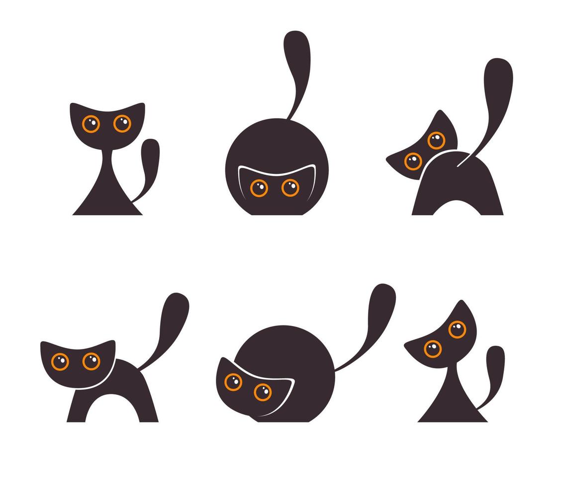 conjunto de siluetas de gatos negros vector
