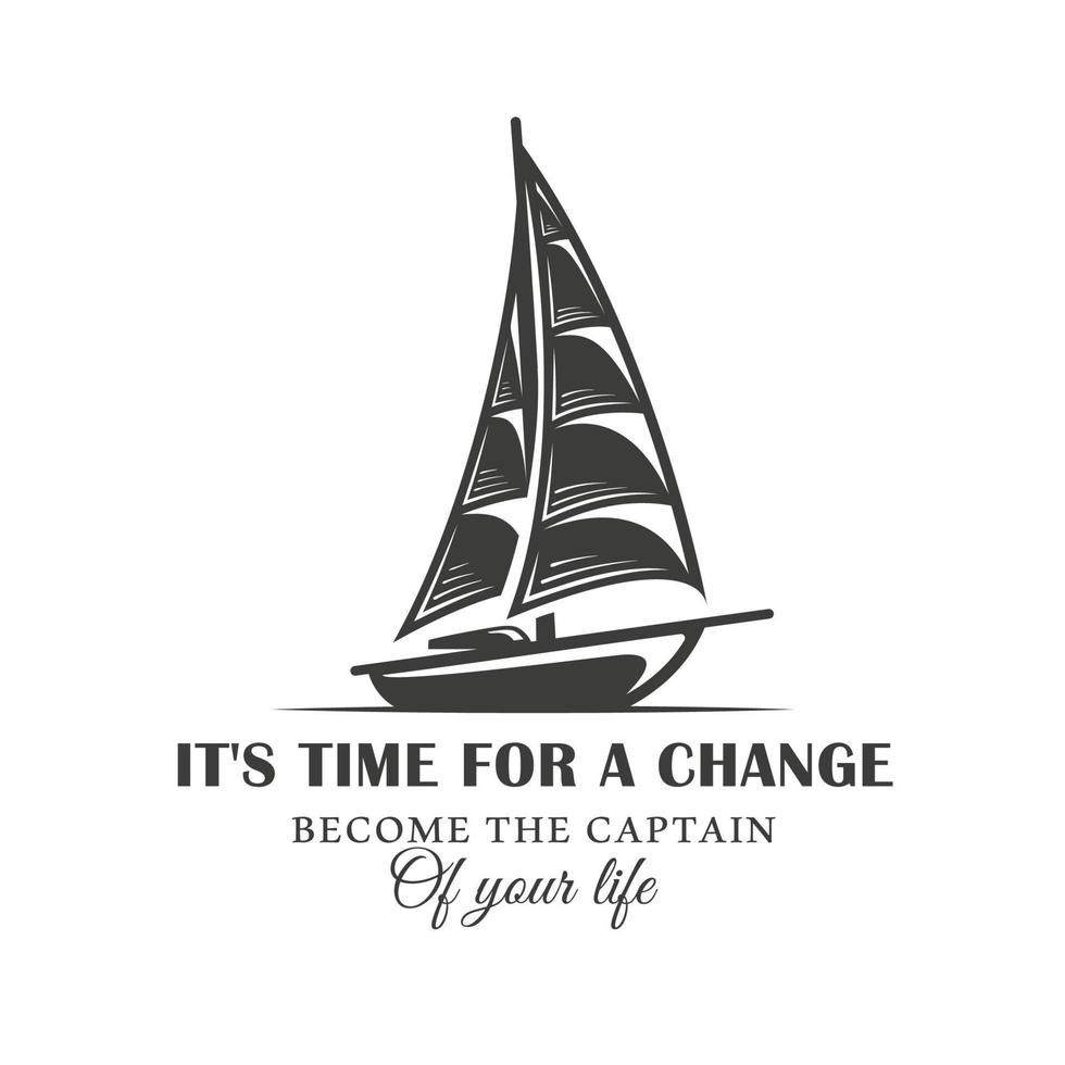 Vintage logo of sailing yacht vector