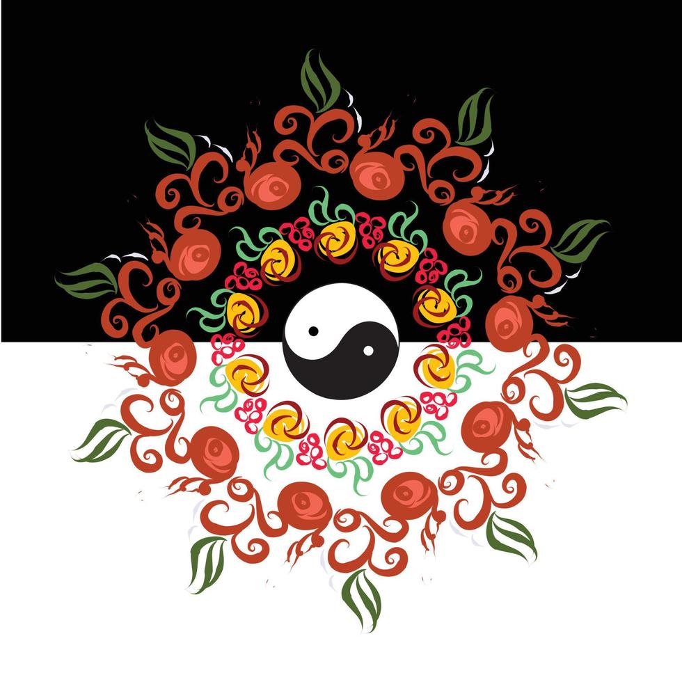 Yin Yang symbol with positivity and well being vector