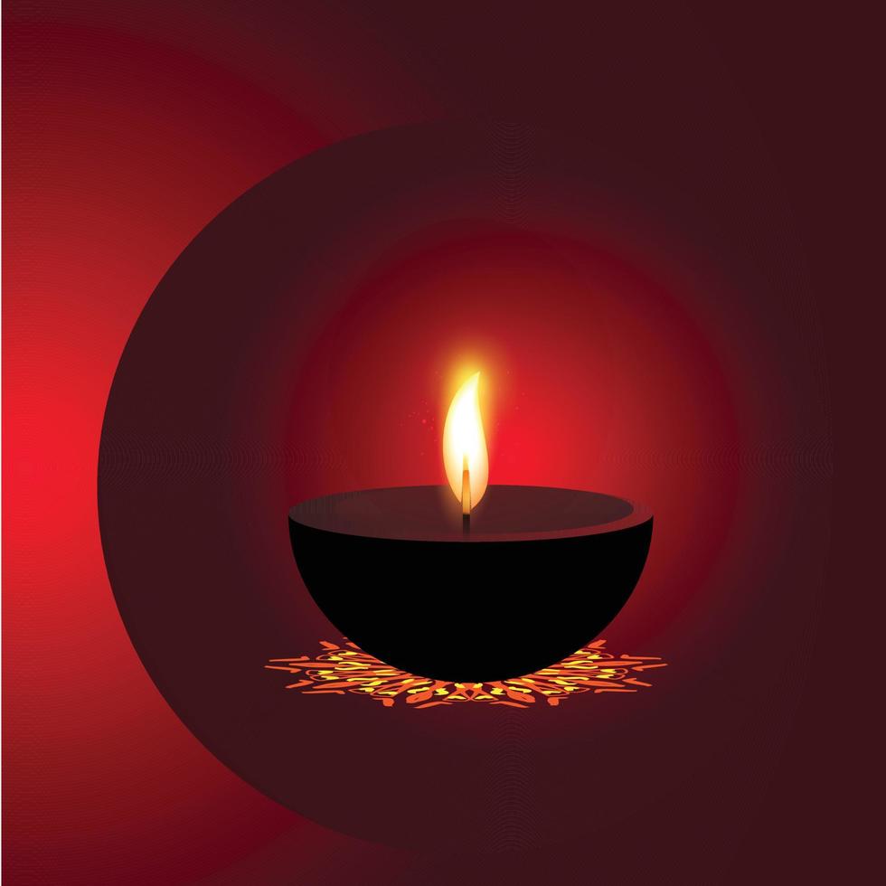 Set of 3D lamps with flame for indian festival Diwali on dark background vector