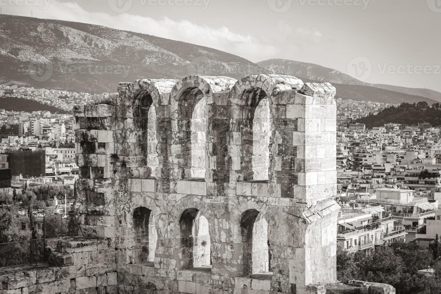 Acropolis of Athens Odeon of Herodes Atticus Amphitheater ruins Greece. photo