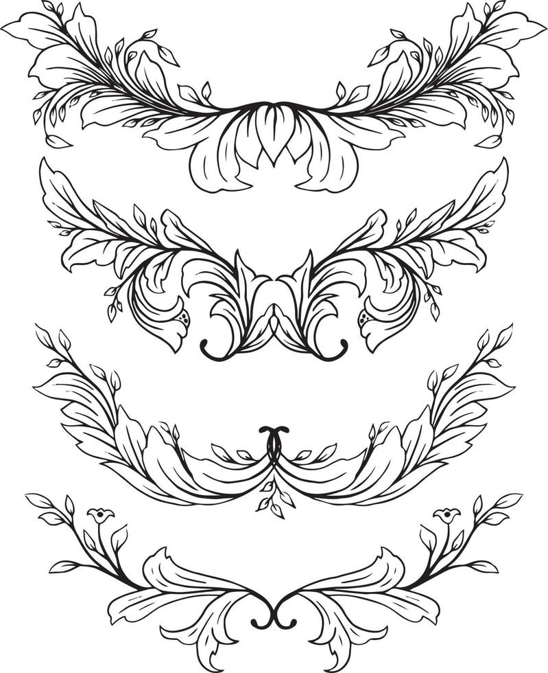 bordes florales, floral, línea floral vector