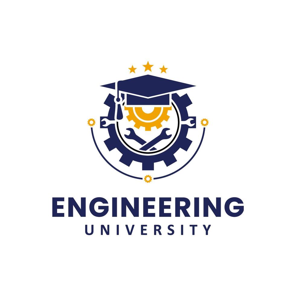 inspiración para el diseño del logotipo del emblema de ingeniería universitaria o escolar vector