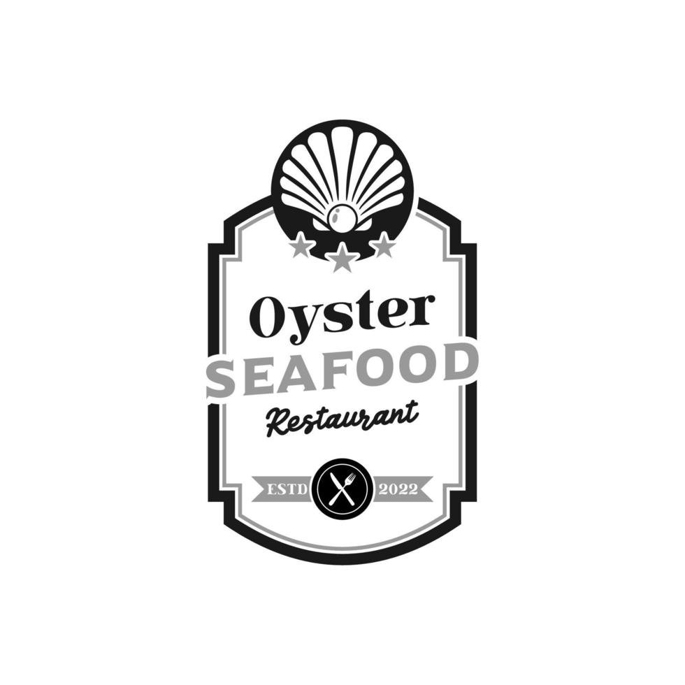 Seafood Seashell Pearl Oyster Scallop Shell Oyster Cockle Clam Mussel Logo restaurant simple design vector
