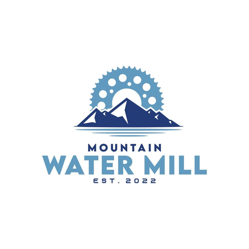 Mountains And Gears, Water Creek Mill Logo Design vector