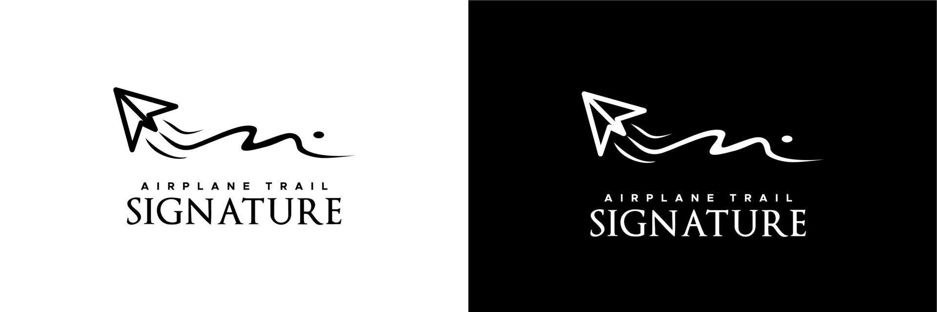 Paper Plane aircraft trail Signature  Icon Logo Design vector