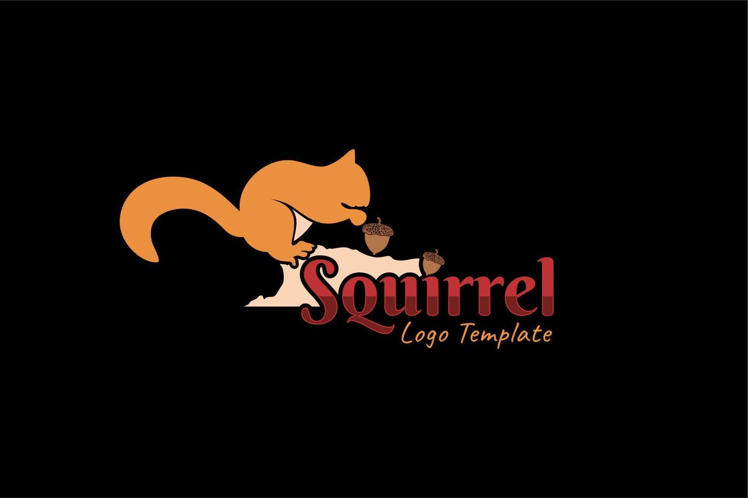 Squirrel Typography With Squirrel and Nuts Illustration Design Inspiration vector