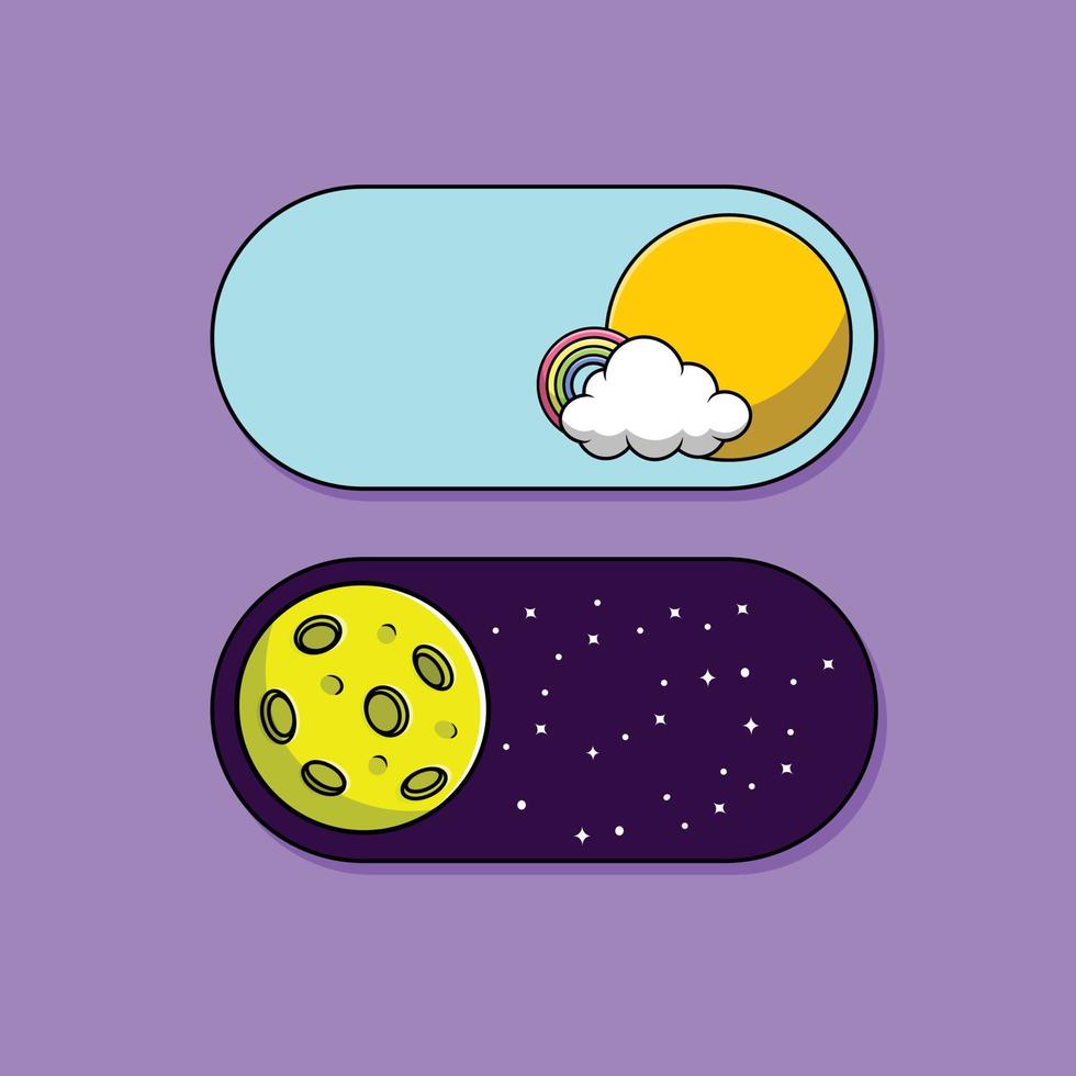 Day And Night Toggle Button Cartoon Vector Icon Illustration. Science Technology Icon Concept Isolated Premium Vector. Flat Cartoon Style