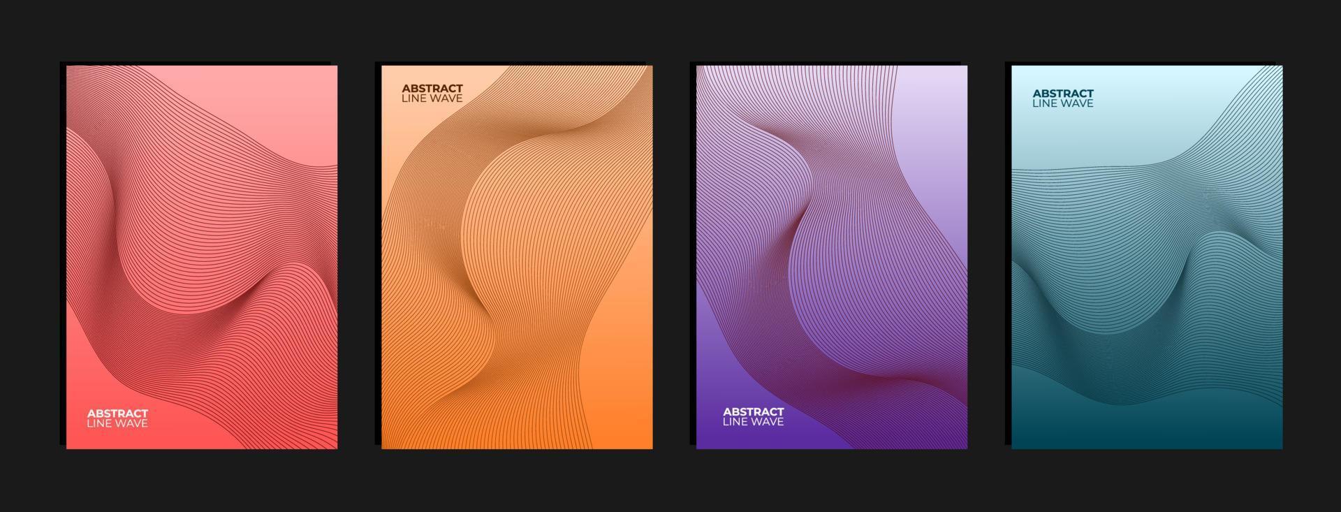 Set of abstract line wave background with gradient color vector