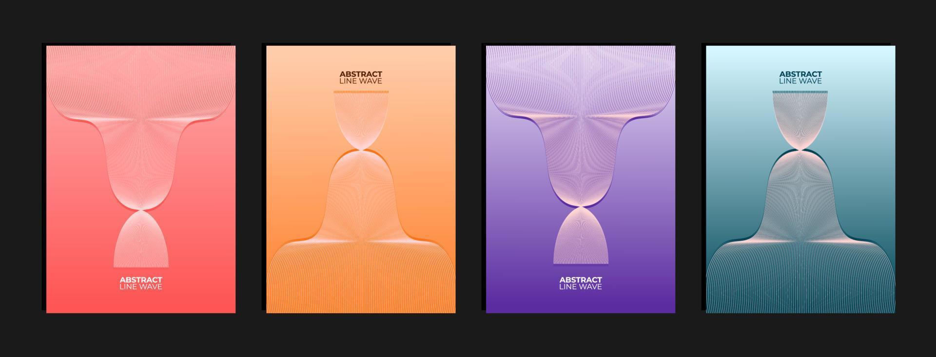 Set of abstract line wave background with gradient color vector
