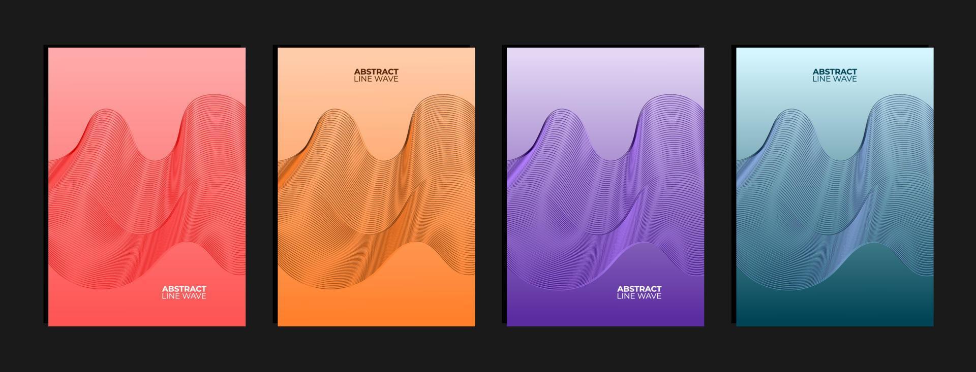 Set of abstract line wave background with gradient color vector