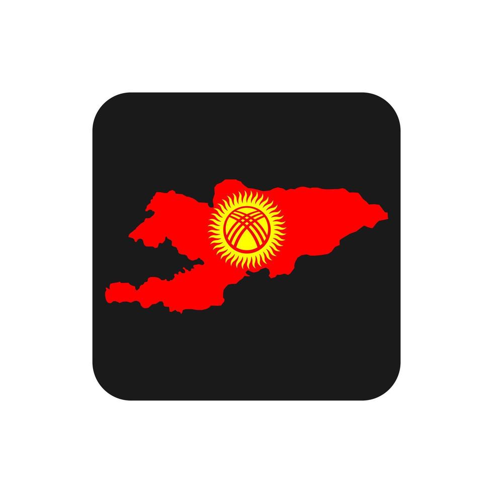 Kyrgyzstan map silhouette with flag on black background vector