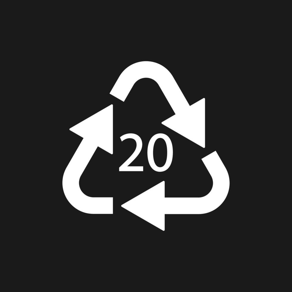 Paper recycling symbol PAP 20. Vector illustration