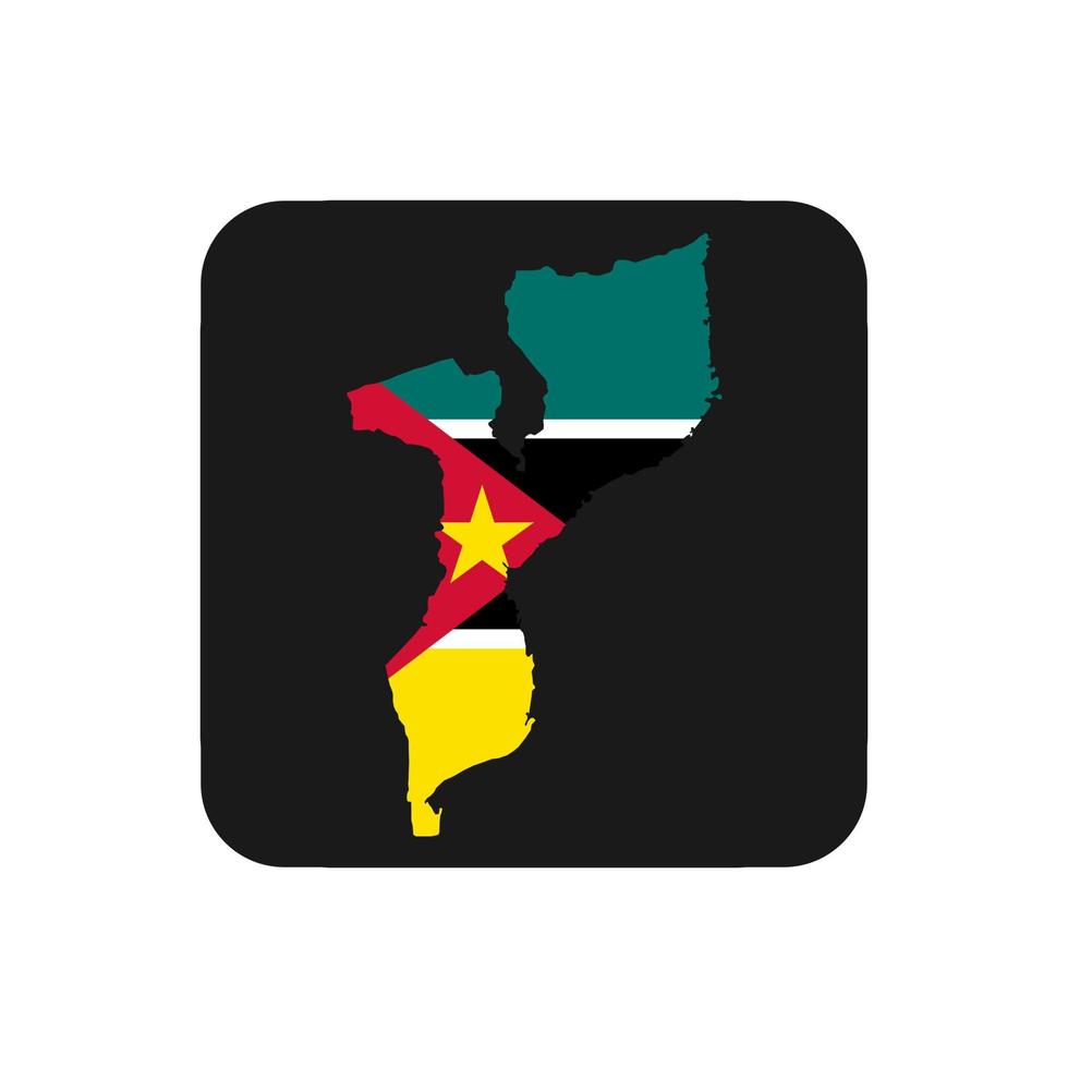 Mozambique mapa silueta con bandera sobre fondo negro vector