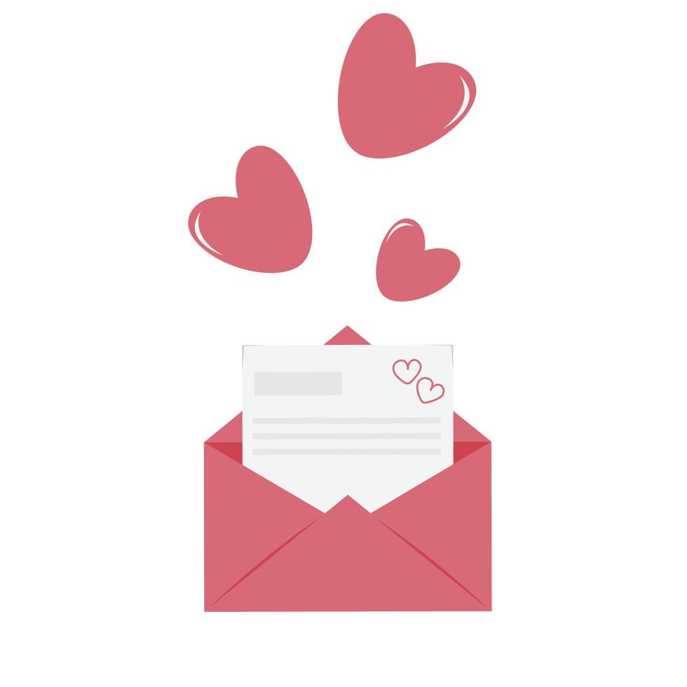 Hand draw Valentines day letter full of heart. Illustration for greeting card, prints, flyers, posters, holiday invitations and more. Love letter. Flat vector design. I send you my love massage.