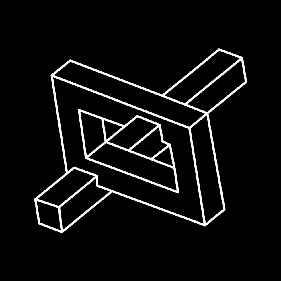 Paradox geometry. Optical illusion object. Sacred geometric figures. Optical art. Graphic impossible shapes. vector
