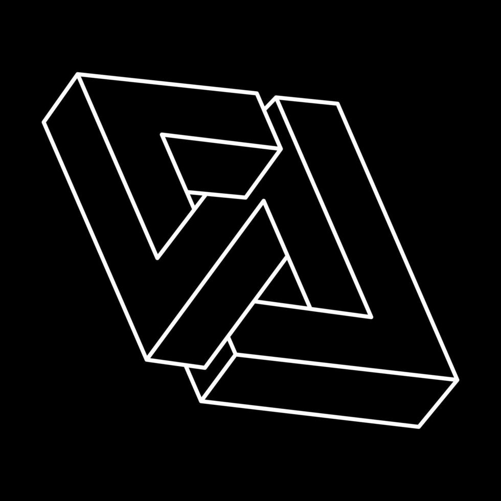 Optical illusion shape. Impossible object. Optical art. Geometric figure. vector