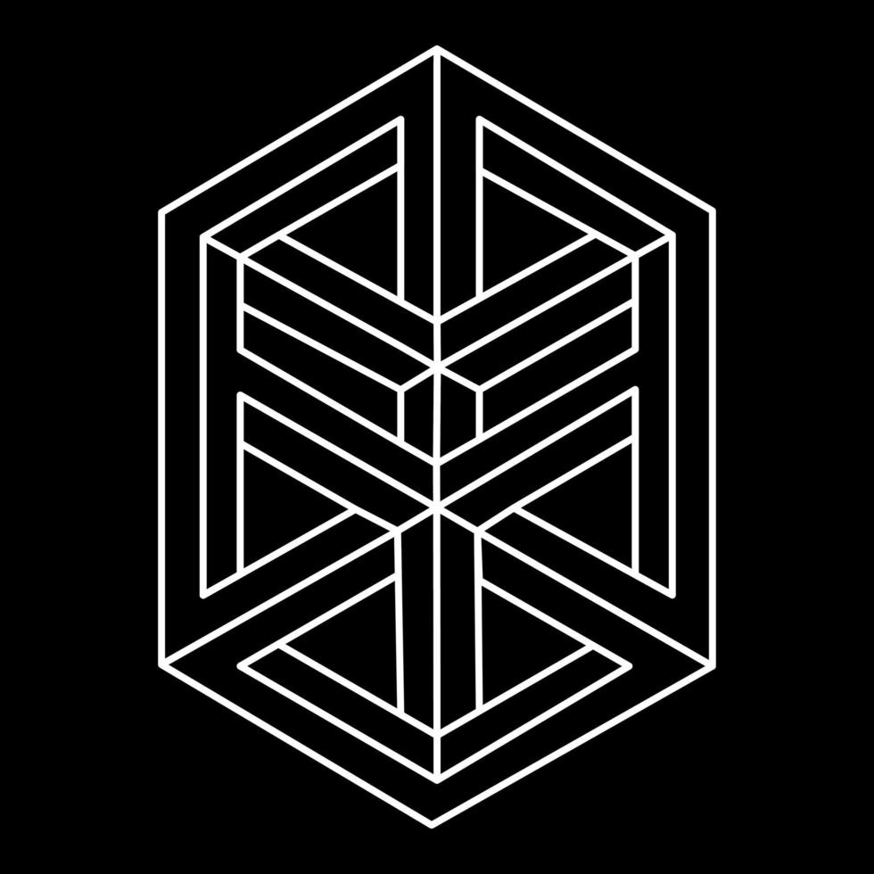 Impossible shapes logo design, optical illusion object. Optical art figures. Sacred geometry. vector