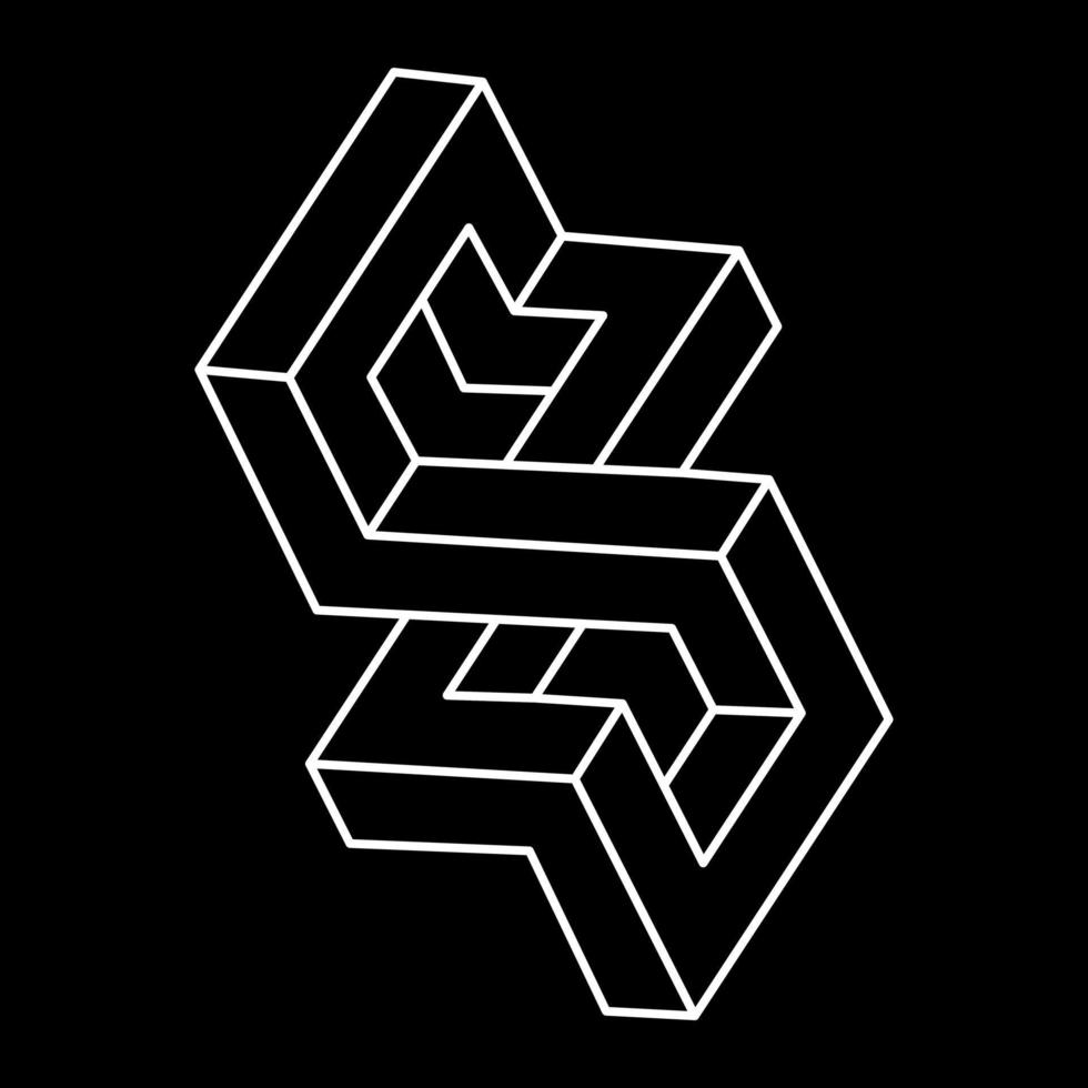 Impossible object. Sacred geometry shape. Optical illusion figure. Optical art. vector