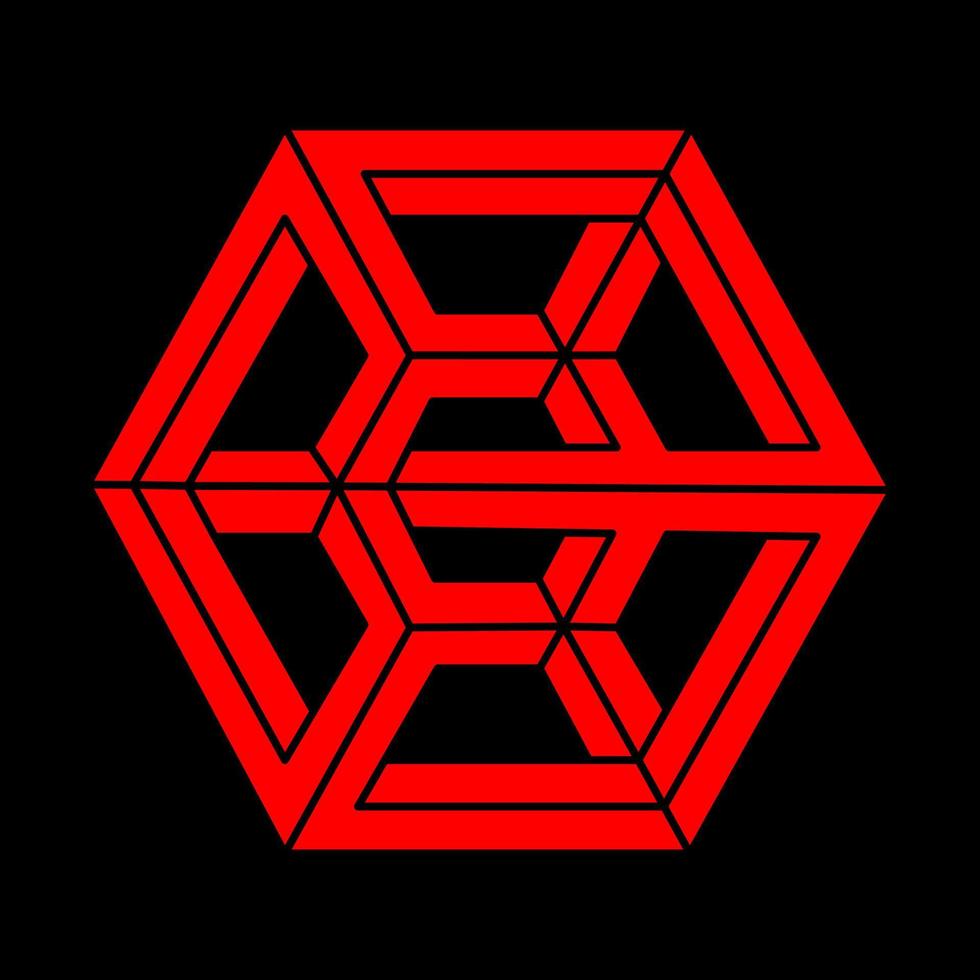 Illusion shapes. 3d geometry. Optical illusion figures. Sacred geometry. Modern logo. vector