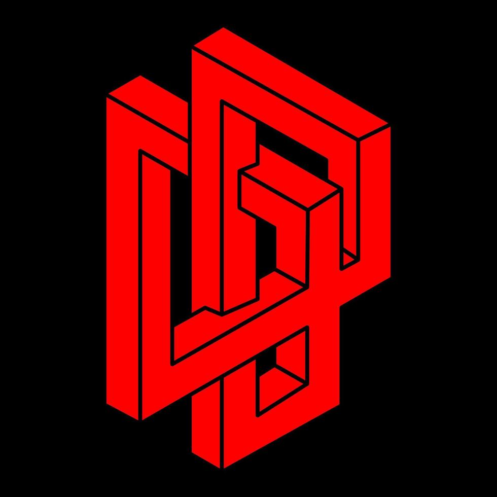 Illusion shapes. 3d geometry. Optical illusion figure. Sacred geometry logo. vector