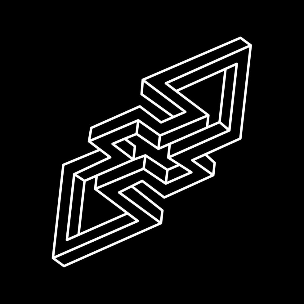 Impossible objects. Line geometric shape. Optical illusion figure. Line art. Sacred geometry. vector