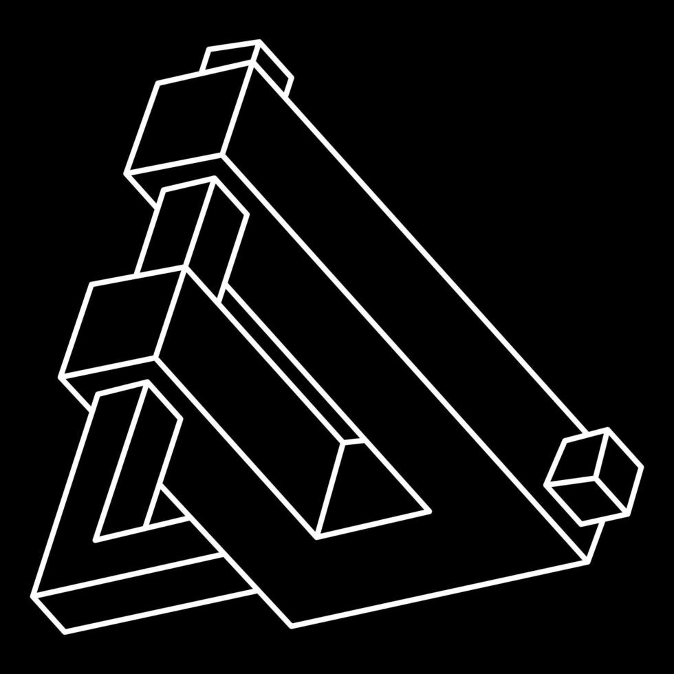 Optical illusion shapes. Impossible objects. Optical art figures. Line art. Geometry. vector