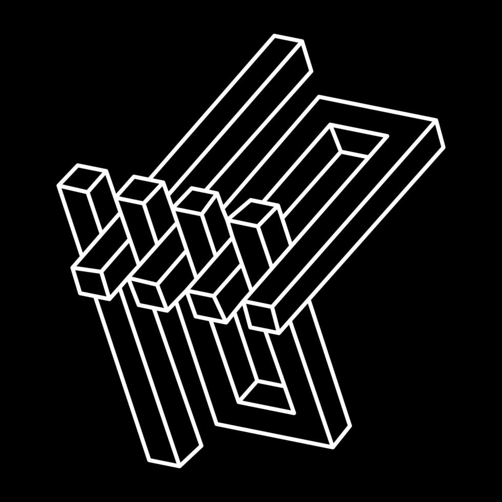 Impossible object. Optical illusion shape. Geometric figure. 3d illustration vector. Optical art. vector