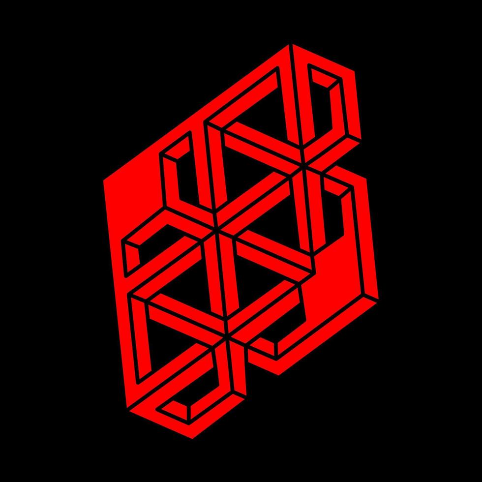 Impossible shape, optical illusion, vector. Optical art object. Geometric figure. Modern logo. vector