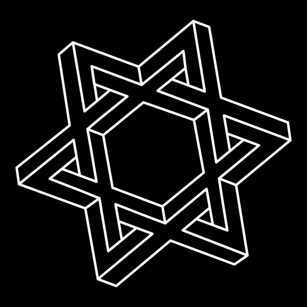 Impossible shape. Web design element. Optical illusion object. Line design. Unreal geometric figures. Sacred geometry. Optical art. vector