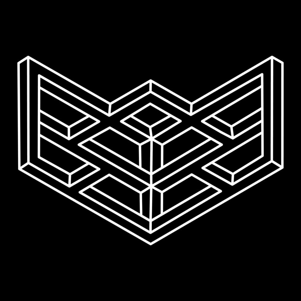 Impossible shapes logo design, optical illusion object. Optical art. Geometric figures. vector