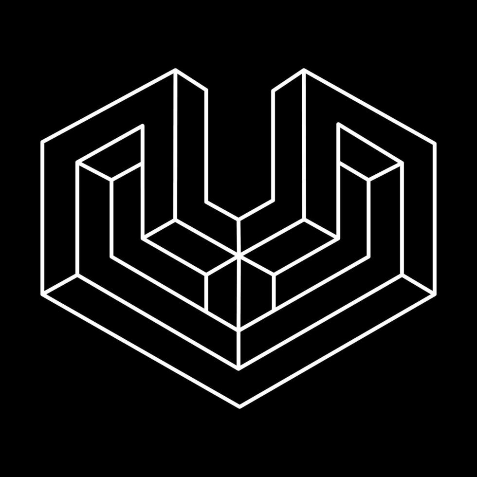 Impossible shape. Web design element. Optical illusion object. Line design. Optical art. Geometric figures. vector