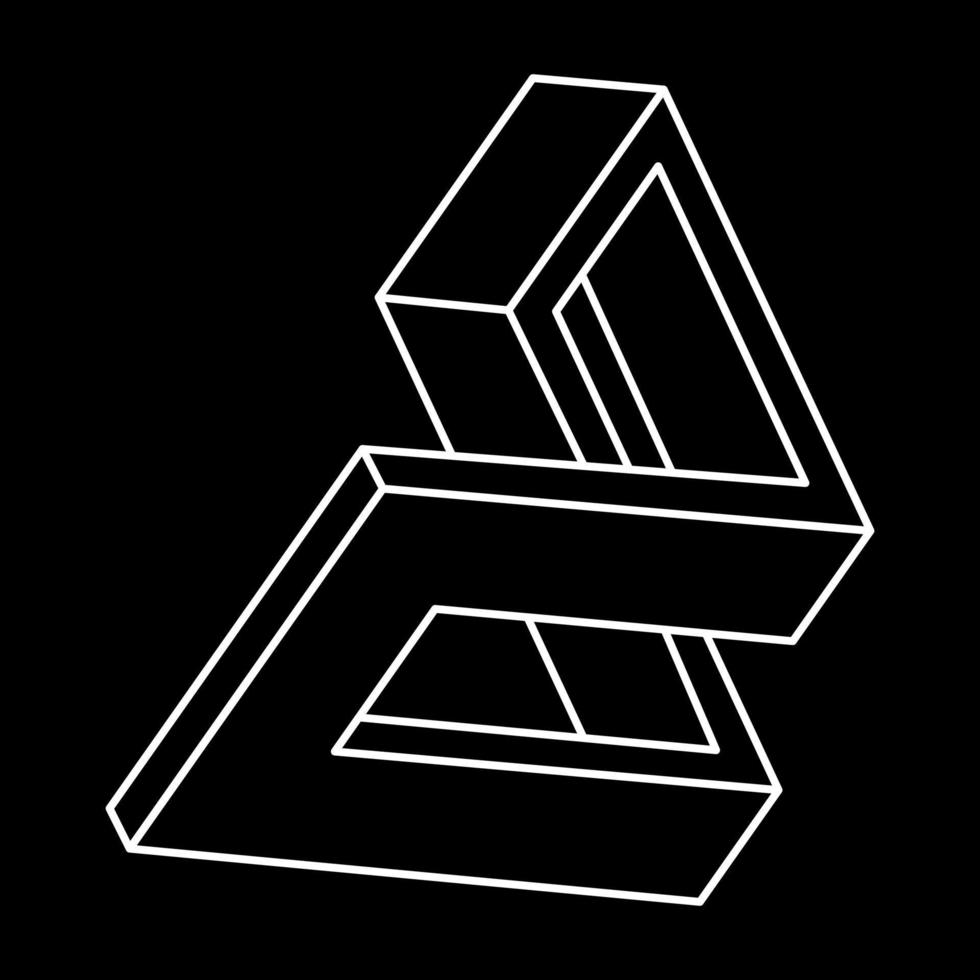 Impossible object. Unreal geometric shape. Optical illusion figure. Optical art. vector