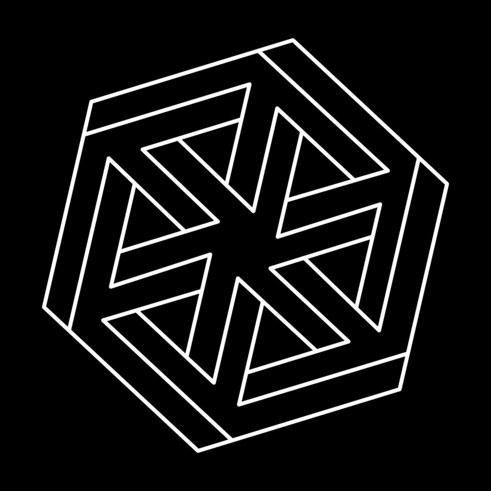 Impossible shape. Web design element. Optical illusion object. Line design. Geometric figures. Optical art. vector