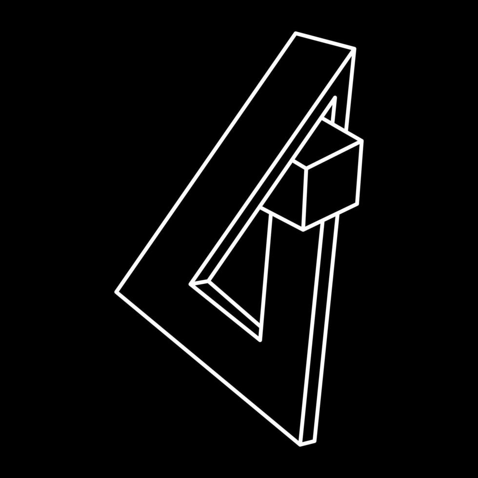 Impossible shapes. Line design. Isolated on a black background. Vector illustration. Optical illusion objects. Optical art. Sacred geometry figures.