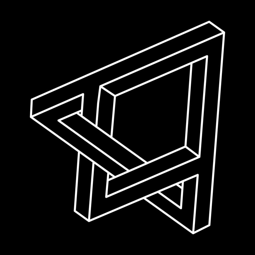 Impossible optical illusion shapes. Optical art object. Impossible figures. Line art. Geometry. vector