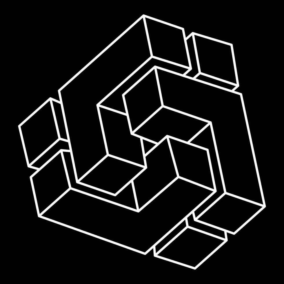 forma imposible. elemento de diseño web. objeto de ilusión óptica. diseño de línea figura de geometría sagrada. vector