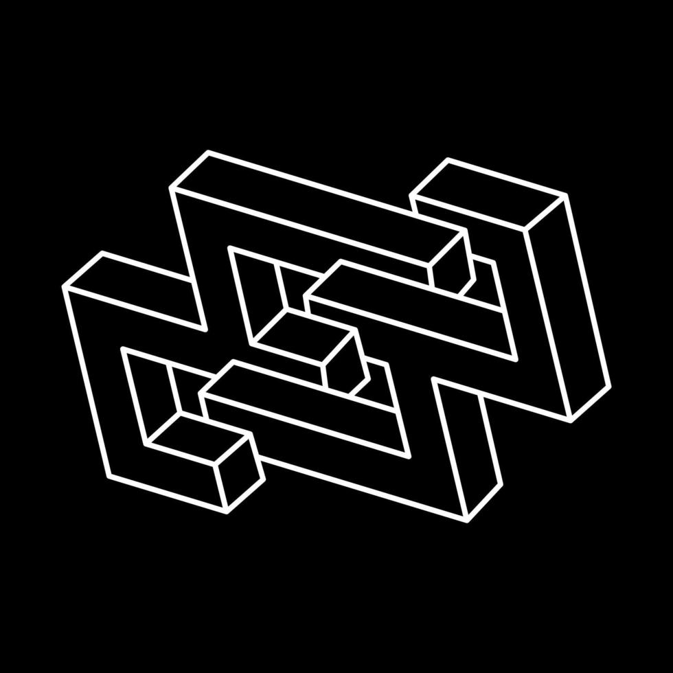 Impossible shape. Optical art. Sacred geometry figure. Optical illusion. Abstract eternal geometric object. vector