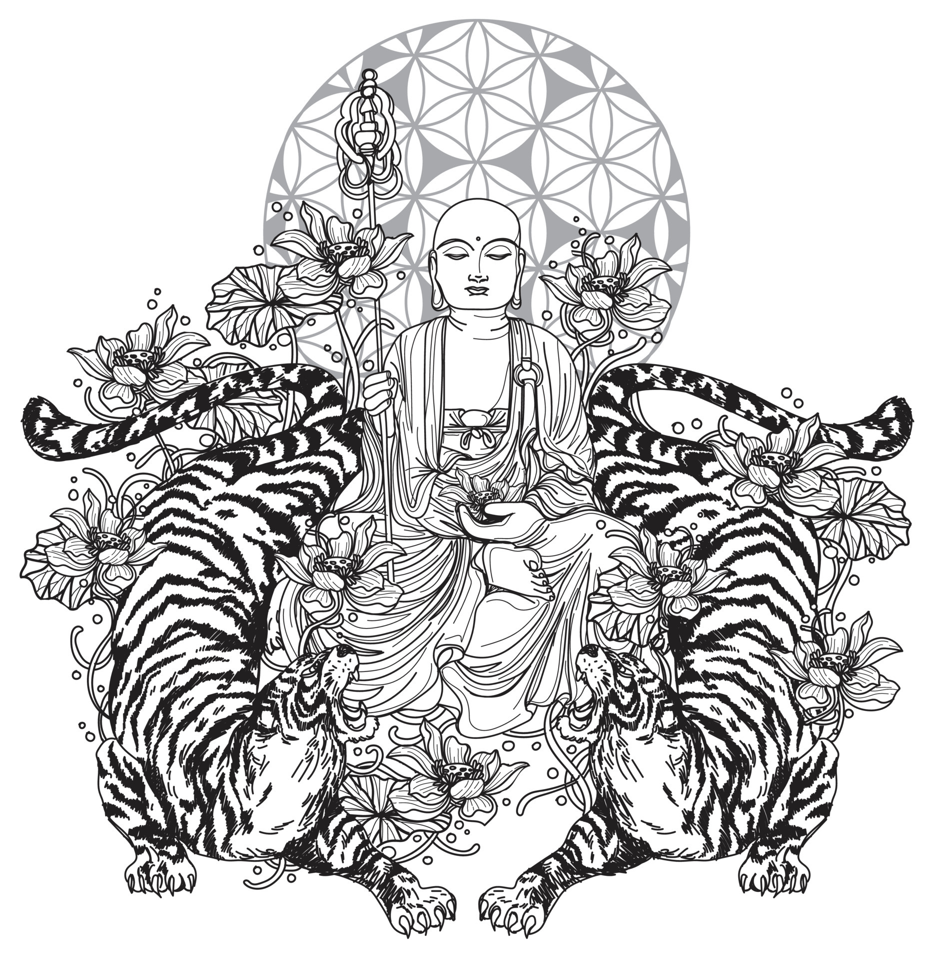 Tattoo art buddha china design on lotus and tiger hand drawing and sketch 6005992 Vector Art at Vecteezy Tattoo art buddha china design on lotus and tiger hand drawing and sketch 6005992 Vector Art at Vecteezy