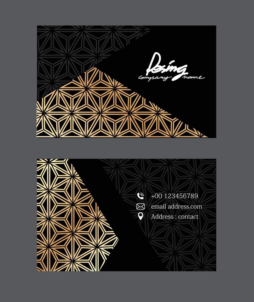 Elegant minimal modern business card design template mock up gold on black vector