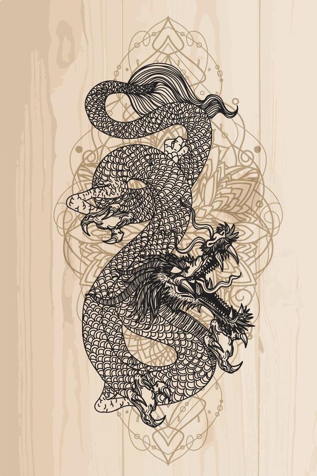 Tattoo art dragon hand drawing sketch 6006007 Vector Art at Vecteezy
