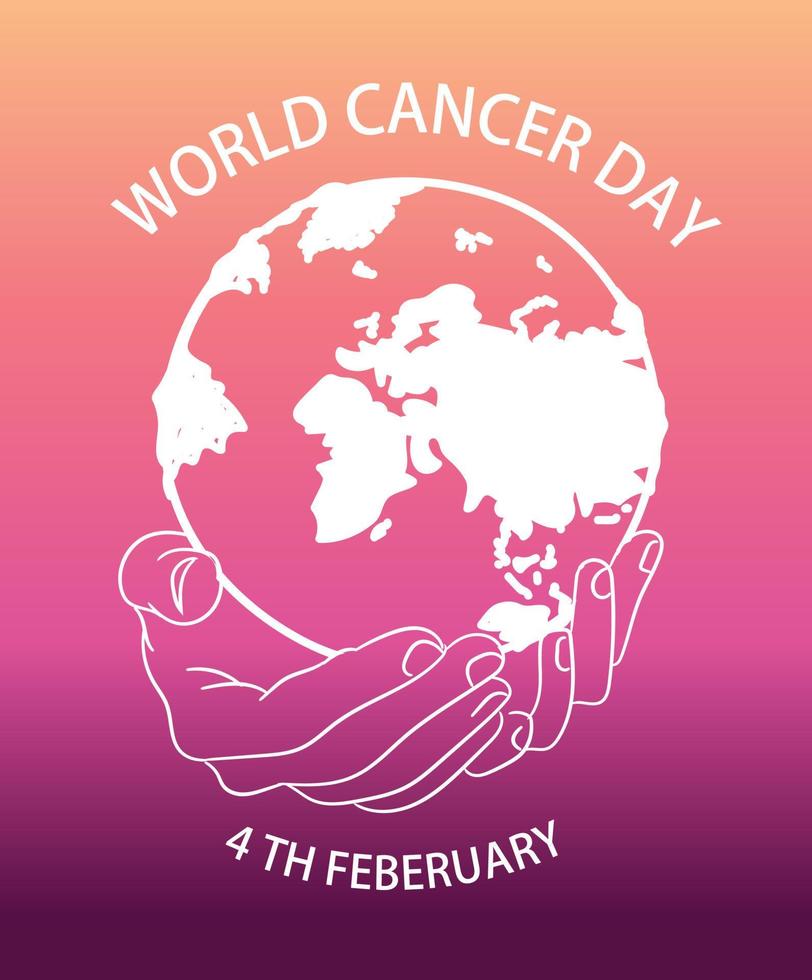 world cancer day hand holding the world design holding hands drawing vector