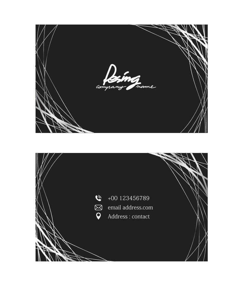 Elegant minimal modern business card design template mock up silver on black vector