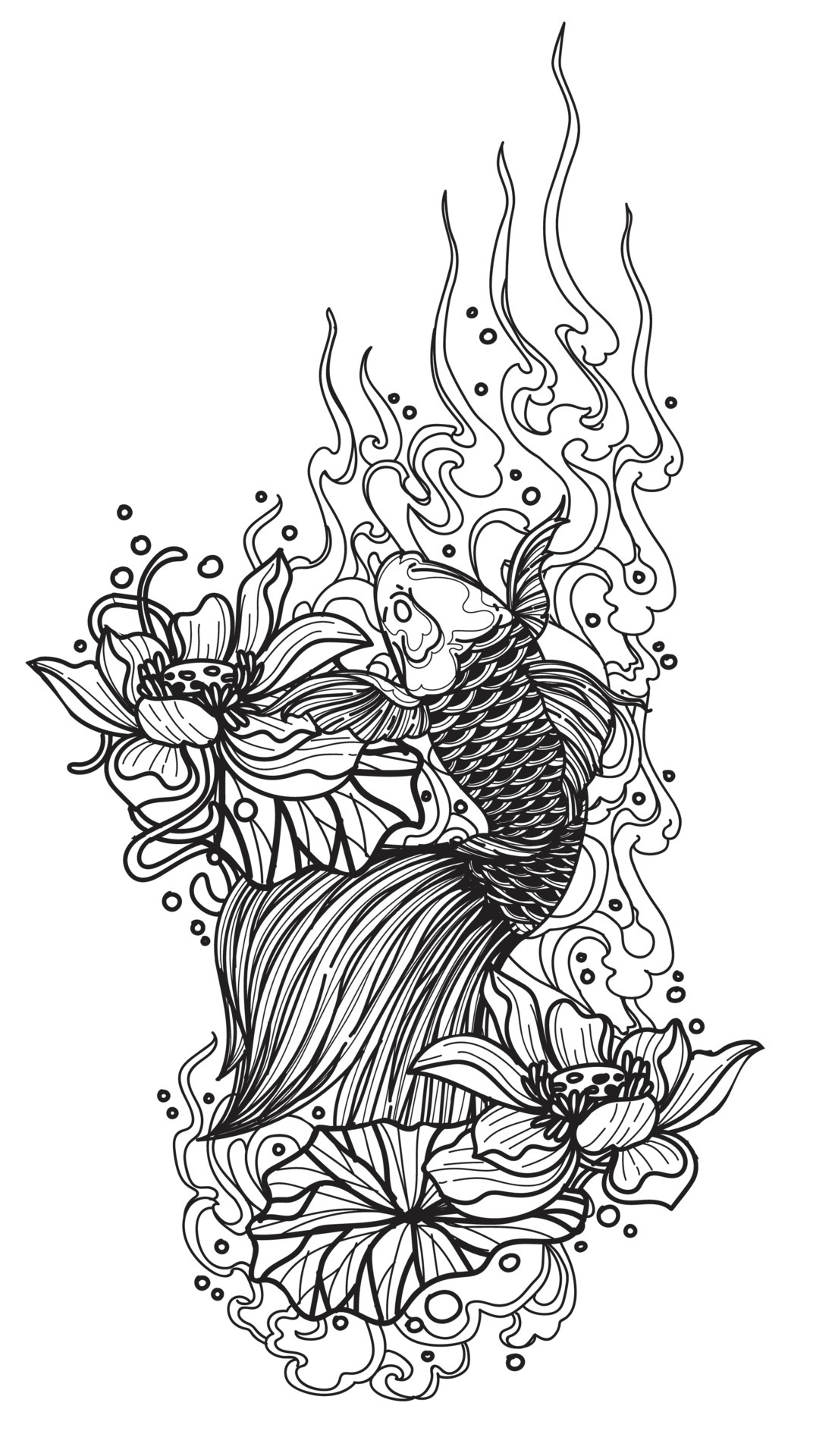 Fancy Carp Fish for Tattoo Stock Illustration  Illustration of concept  asian 103405430