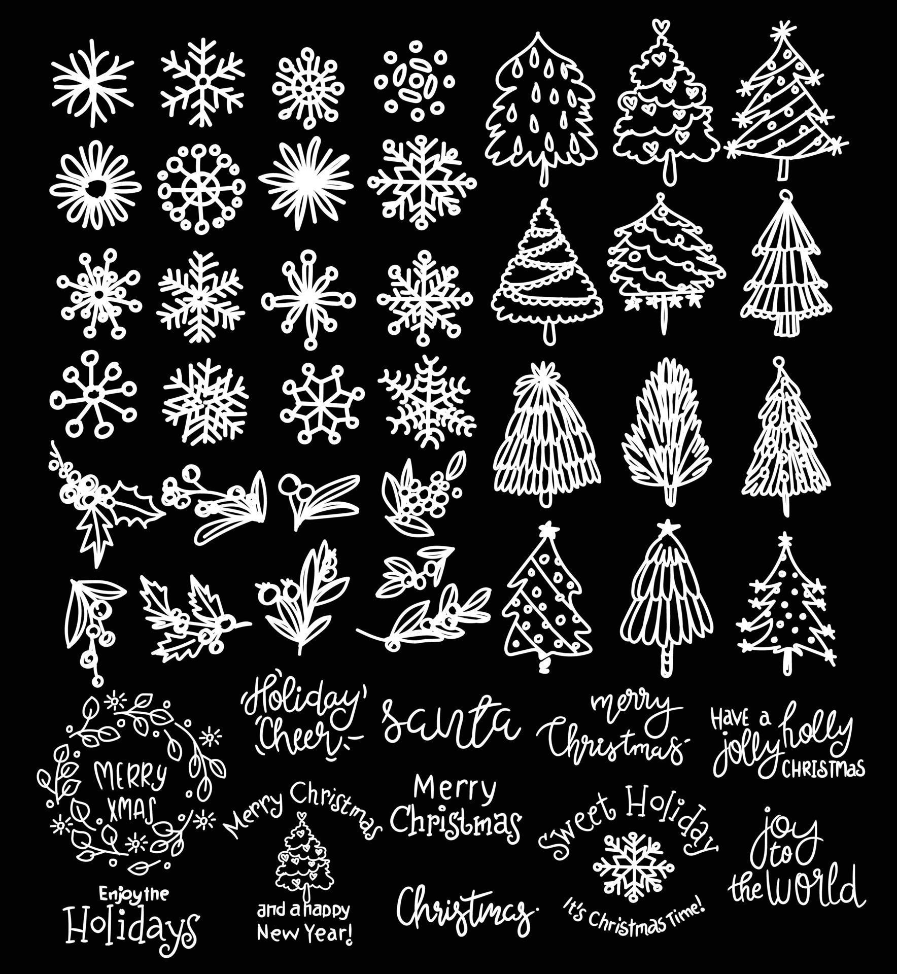 Happy christmas and new year set design hand drawing 6006075 Vector Art at Vecteezy