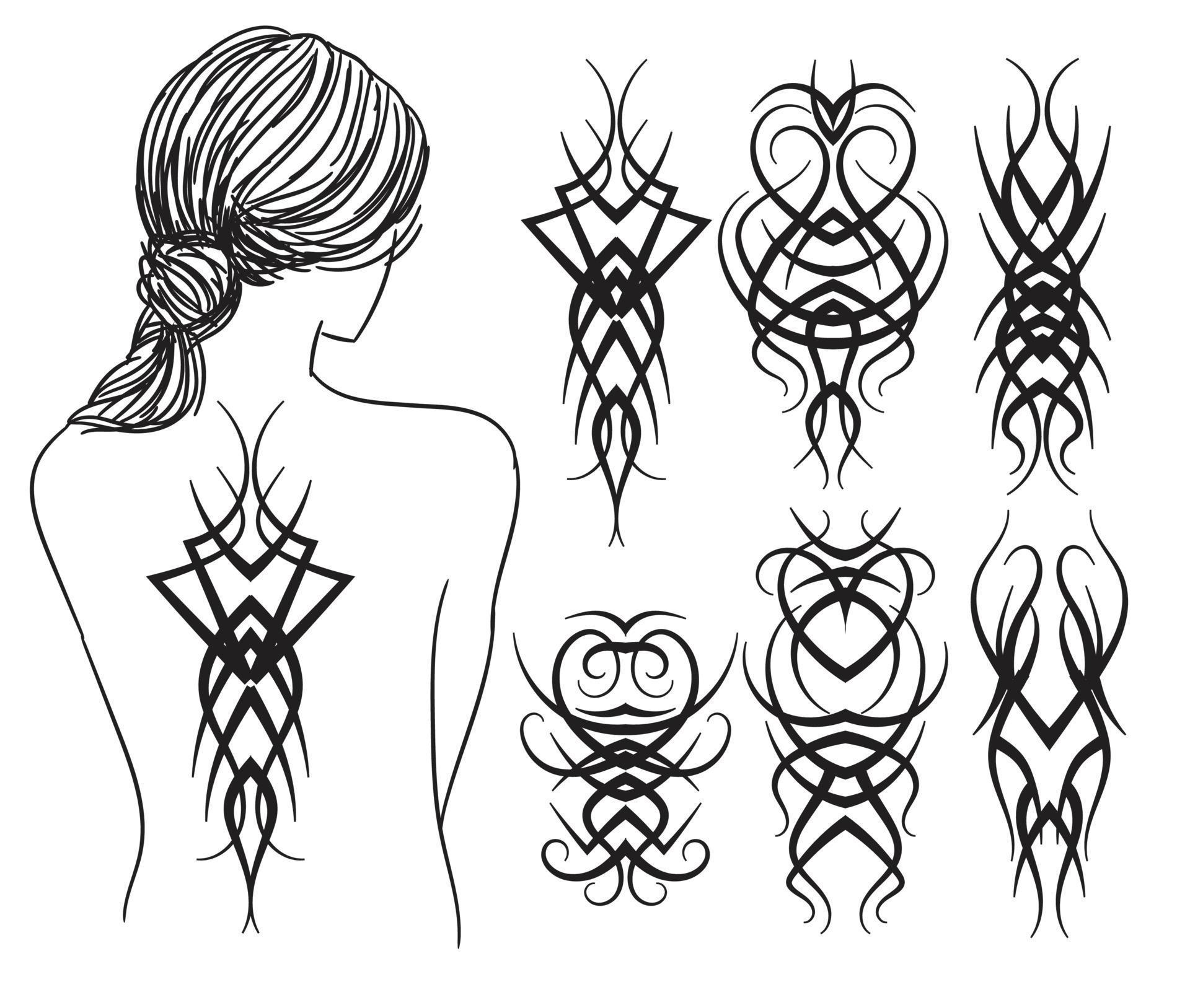 Tattoo art style tribal tattoo collection drawing and sketch black and