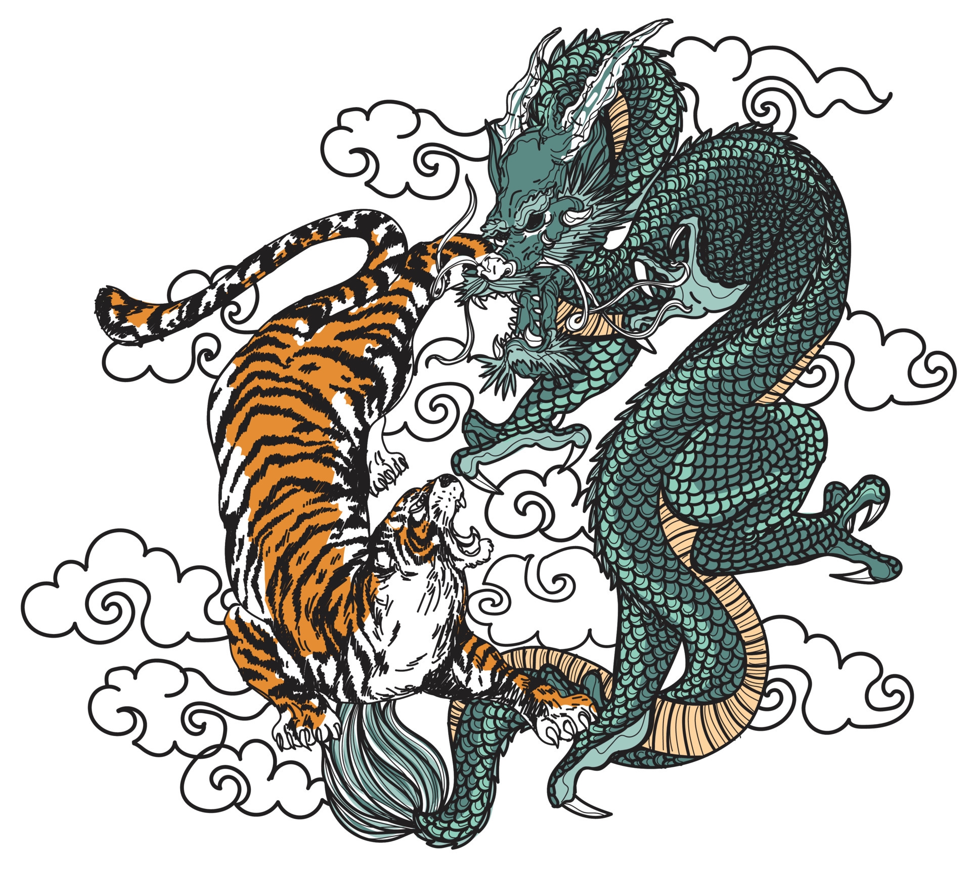 Yin Yang with Dragon and Tiger Stock Vector  Illustration of energy  china 51118562